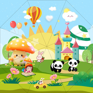 童话风儿童游乐梦幻幼儿园雨伞