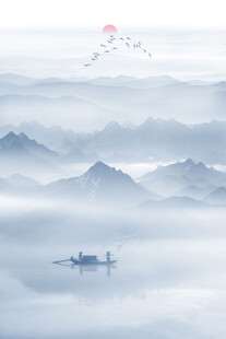 竖版山水画