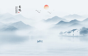 新中式水墨江南背景墙