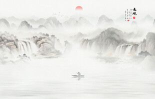 简约水墨山水背景墙