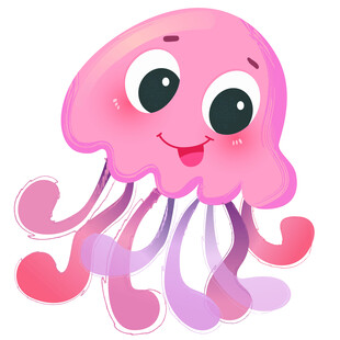 粉色水母海洋动物可爱卡通插画