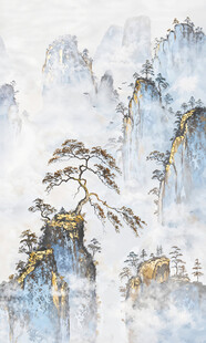 水墨山水间的孤松奇景