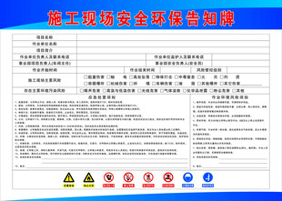 施工现场安全环保告知牌
