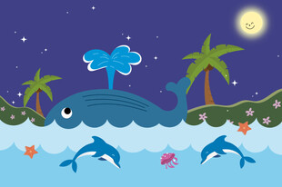 海洋鲸鱼海豚壁画