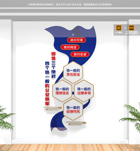 竖版三个绝对四个铁一般文化墙