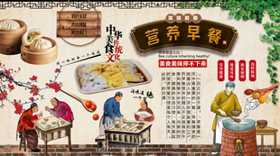 营养早餐背景墙