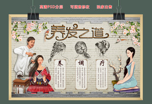美容美发复古背景墙