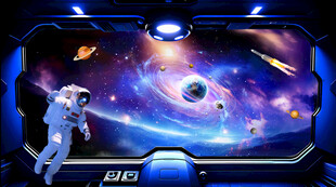 3D宇宙飞船立体壁画