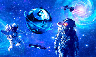 卡通 星空 宇航员背景