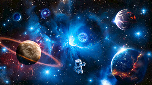 银河宇航员太空星球宇宙星空背景