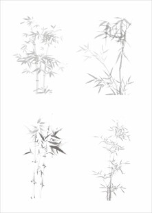 水墨风竹子手绘线稿图
