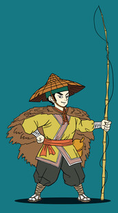 古代钓鱼持竿侠客形象