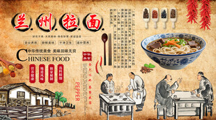 兰州拉面背景墙