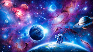 宇宙星空太空宇航员星球银河背景