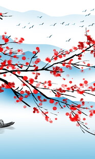 红梅傲雪图