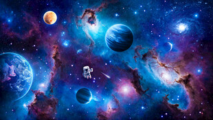宇宙星球太空宇航员银河黑洞背景