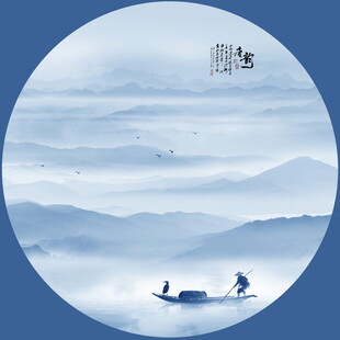 圆形水墨画