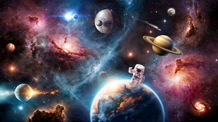 太空宇宙漩涡银河星球宇航员背景