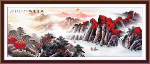 沙发背景画青绿山水