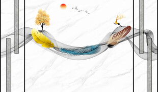 中式山水抽象艺术装饰画