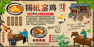锡纸窑鸡背景墙