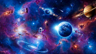 宇宙星球太空宇航员黑洞银河背景