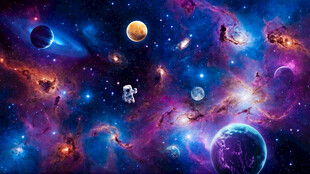 梦幻宇宙星空太空星球银河背景墙