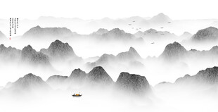 新中式水墨山水画