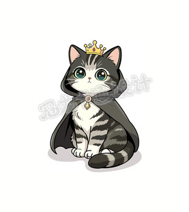 戴皇冠披风的可爱猫咪