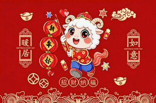可爱羊年喜庆中国年