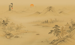 国画山水背景墙
