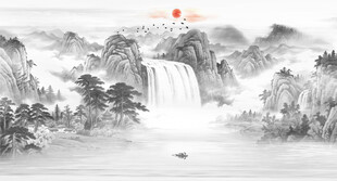 水墨山水背景墙