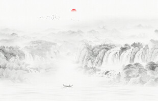 新中式水墨山水背景墙