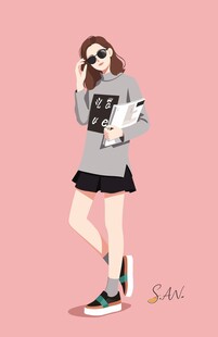 时尚女孩休闲穿搭展示