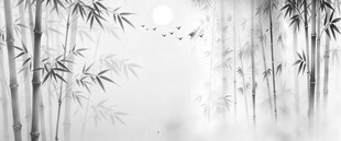 灯箱水墨竹子背景