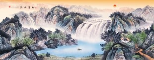 旭日东升聚宝盆风水画