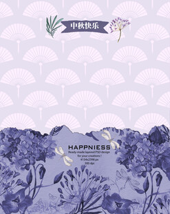 梦幻紫色花卉动物背景图