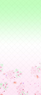 清新渐变绿粉花卉汉服