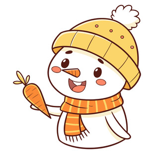 戴帽雪人手持胡萝卜