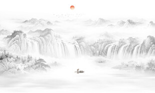 国画山水背景墙