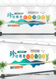 珍惜粮食食堂文化墙