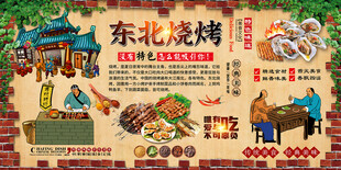 东北烧烤背景墙