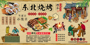 东北烧烤背景墙