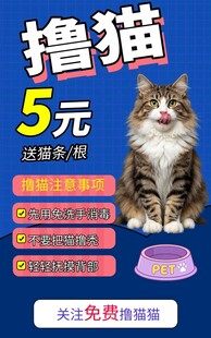 宠物海报撸猫馆体验促销海报
