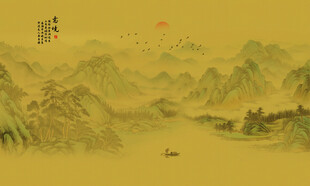 中式古风古典山水画背景