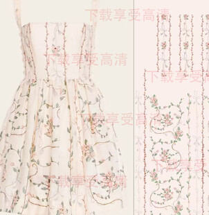 复古花卉图案连衣裙设计图