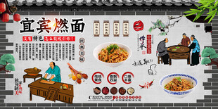 宜宾燃面背景墙