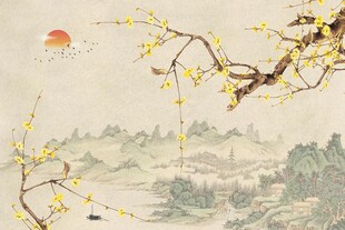 喜上眉梢梅花背景墙