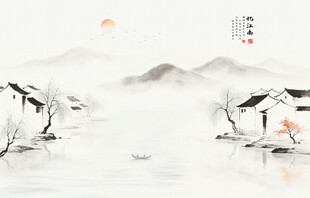 水墨江南水乡