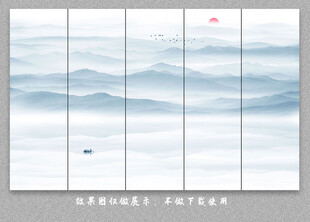中式屏风隔断水墨山水画